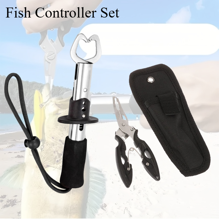 Fishing Hook Remover - 2 個の魚コントローラーセット含む 1 個の釣りトングと 1 個のステンレス鋼の釣り針リムーバー高品質の漁具ツール