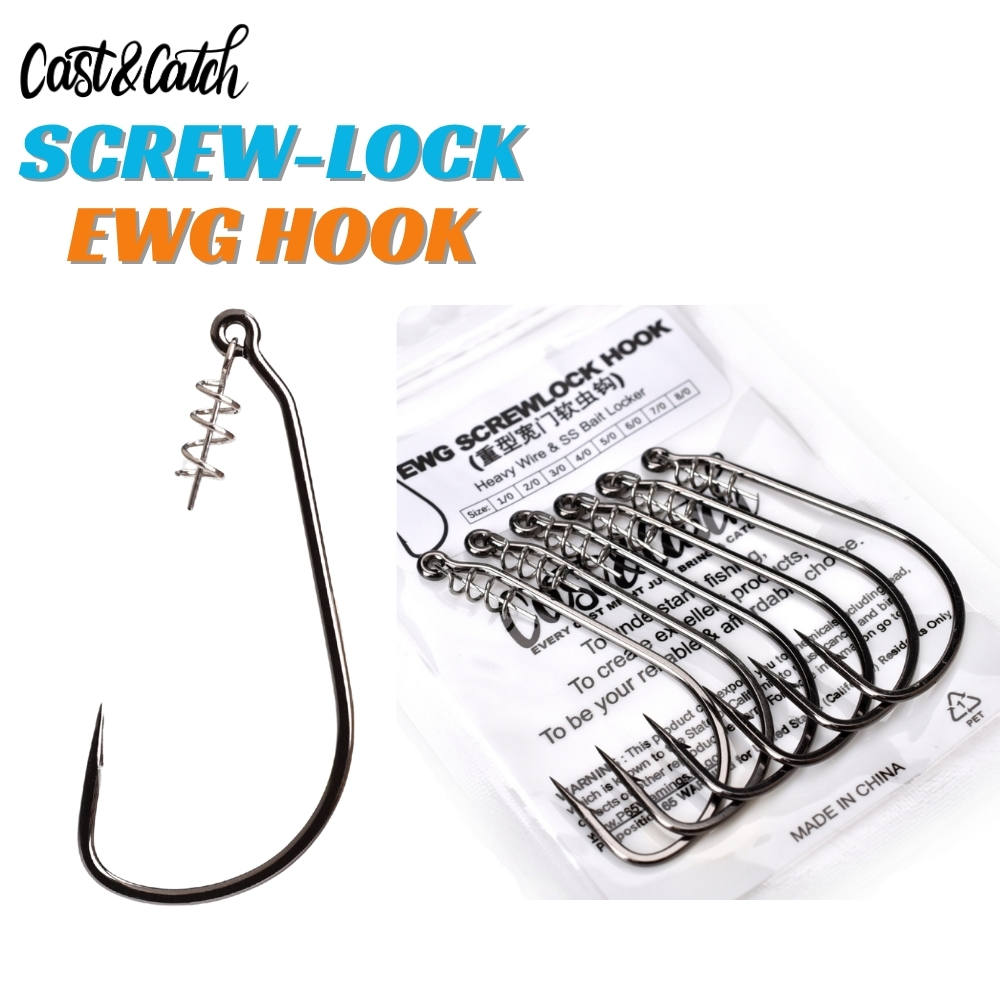 Fishing Hook Weedless - キャスト＆キャッチ スクリューロック ウィードレス EWGフック - ヘビーデューティー