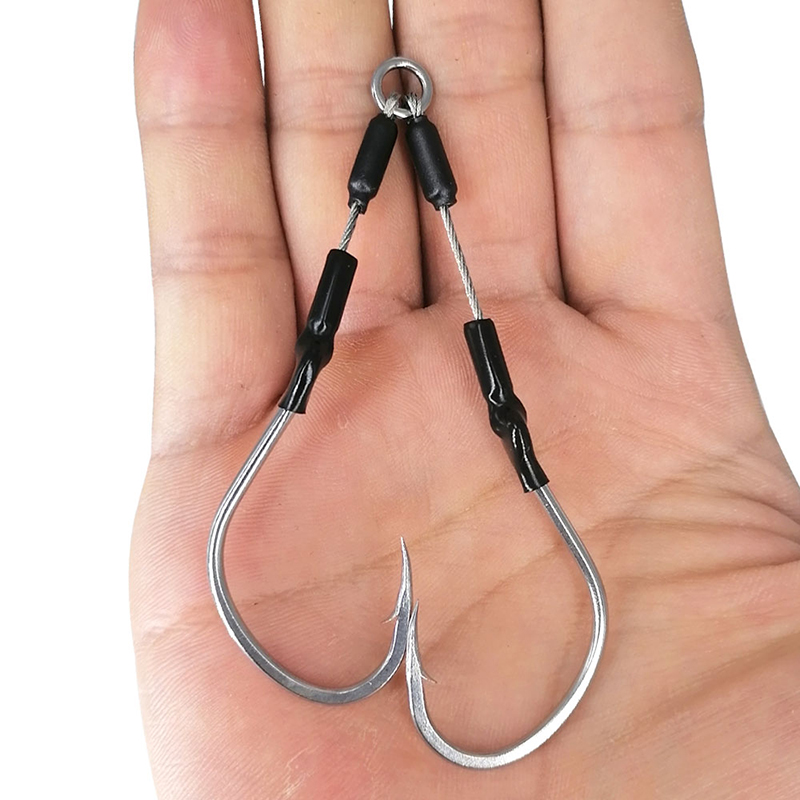 Fishing Hook Assortment - Bkk-ステンレス鋼の釣り針,塩水用のギア,ダブルベルト付き,バッグあたり2ペア