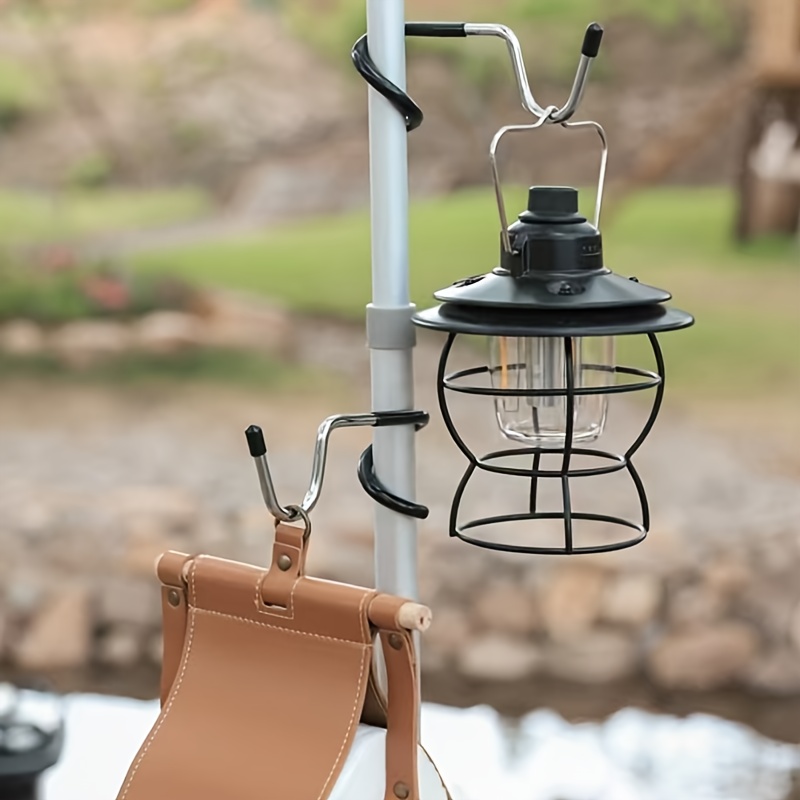 Fishing Hook - ステンレス製ライトスタンドホルダーフック ポータブルテントポールランプハンガー ハンティングフィッシングランタンハンガー 穴あけ不要のバルコニーフック