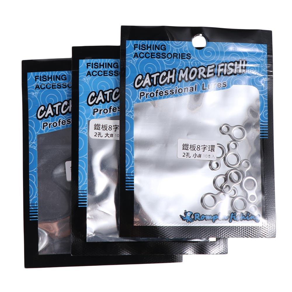 Fishing Hook Jig - 10個入り ステンレス製 釣り用ソリッドリング ダブル8型 ジギングリング スイベル