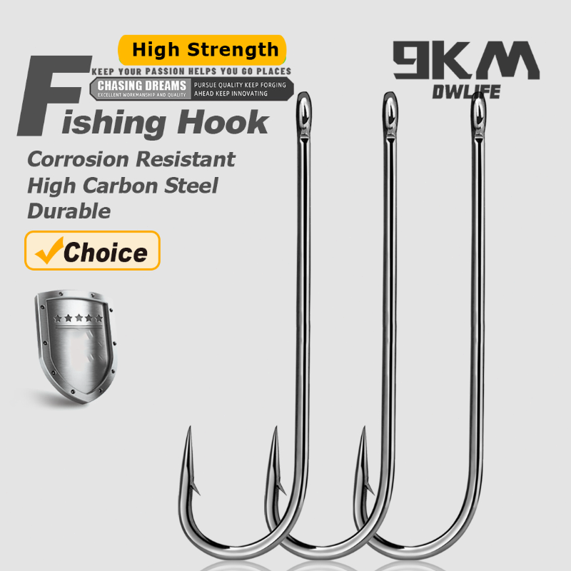 Fishing Hook Barbless - 釣り針 ロングシャンクフック バーブ付きアバディーンフック 高炭素鋼 鯉釣りワームフック 淡水カルター釣り具
