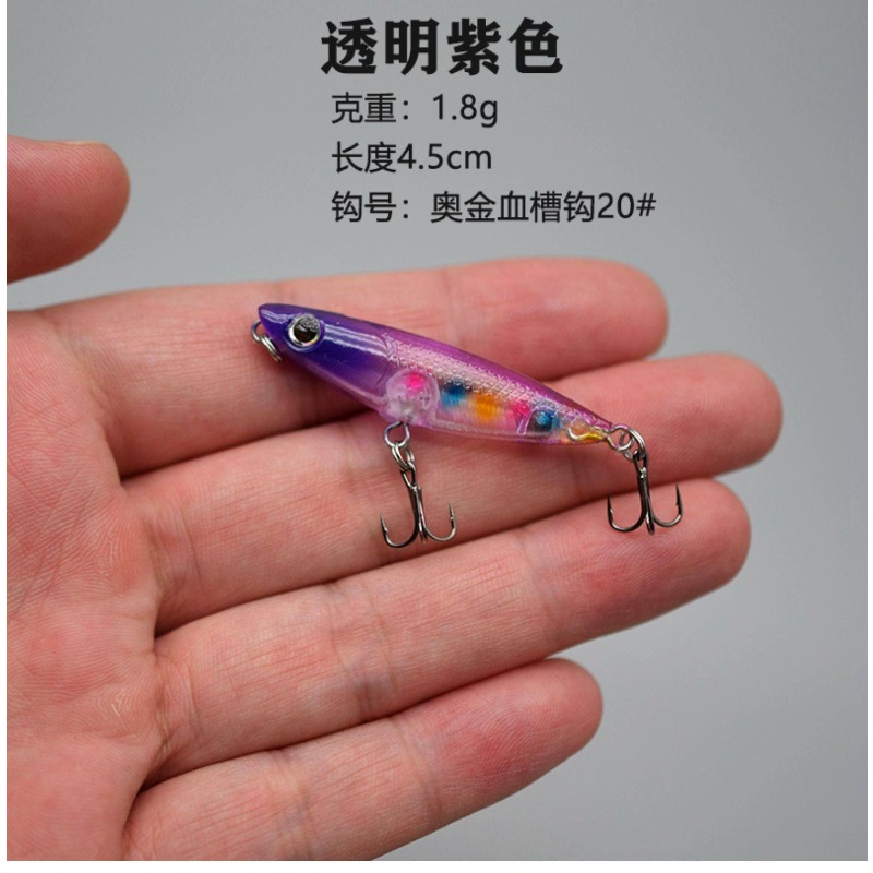 Fishing Hook Treble - 1 個ジグザグ犬フローティングトップウォーターペンシル 45 ミリメートル 1.8 グラムワブラーミニハードベイトクランクベイトトレブルシングルフックキャンプ釣りタックル