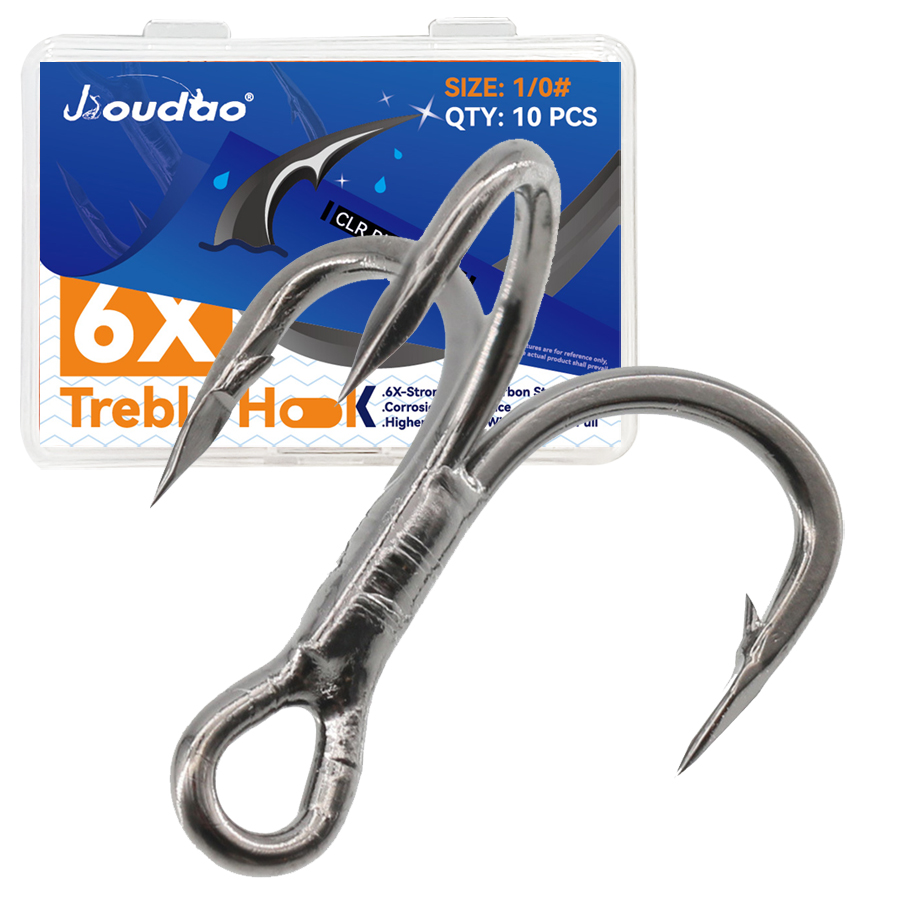 Fishing Hook Barbless - 6X 釣りトレブルフック​​ 10 個トリプル釣りフックビッグゲームフィッシング 8 #