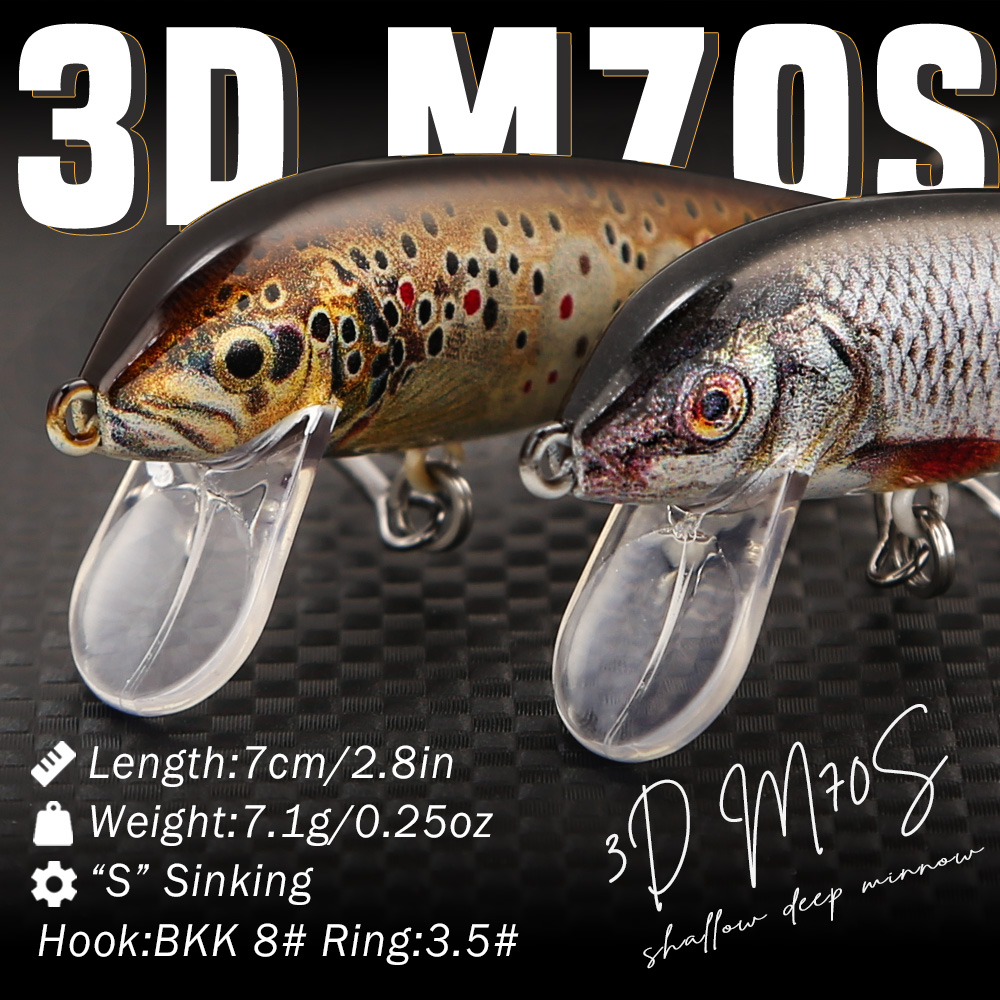 B&U フィッシング ルアー シンキング ミノー、3D リア - Fishing Hook Treble のレビューと価格