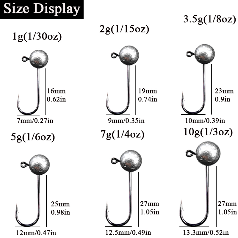 10 ピース/ロットジグヘッド釣りフック 1 グラム 2 グ - Fishing Hook Barbless のレビューと価格