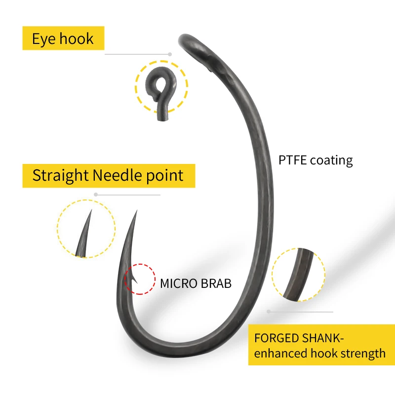 カープフィッシングフック,カープフック,ロングカーブ,マイク - Fishing Hook Barbless のレビューと価格