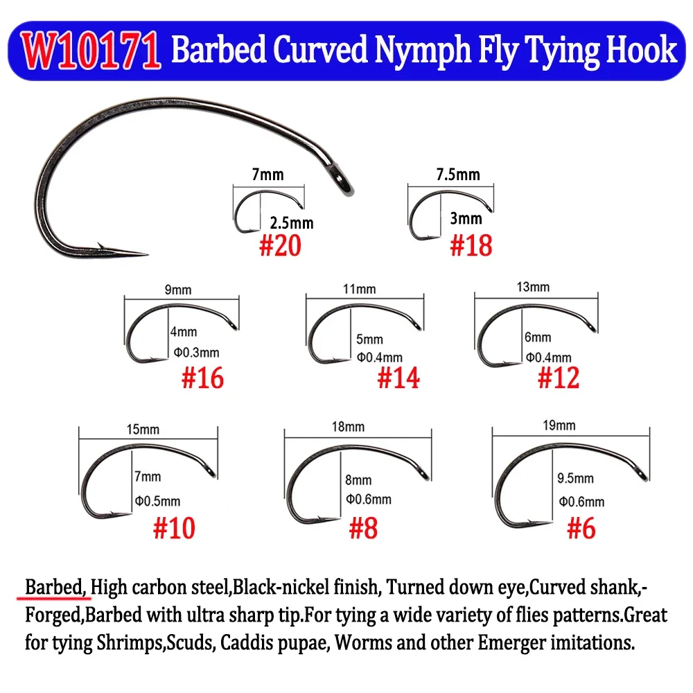フックとバーブなしのフライ,200個,ナマフ,さまざまな色, - Fishing Hook Barbless のレビューと価格