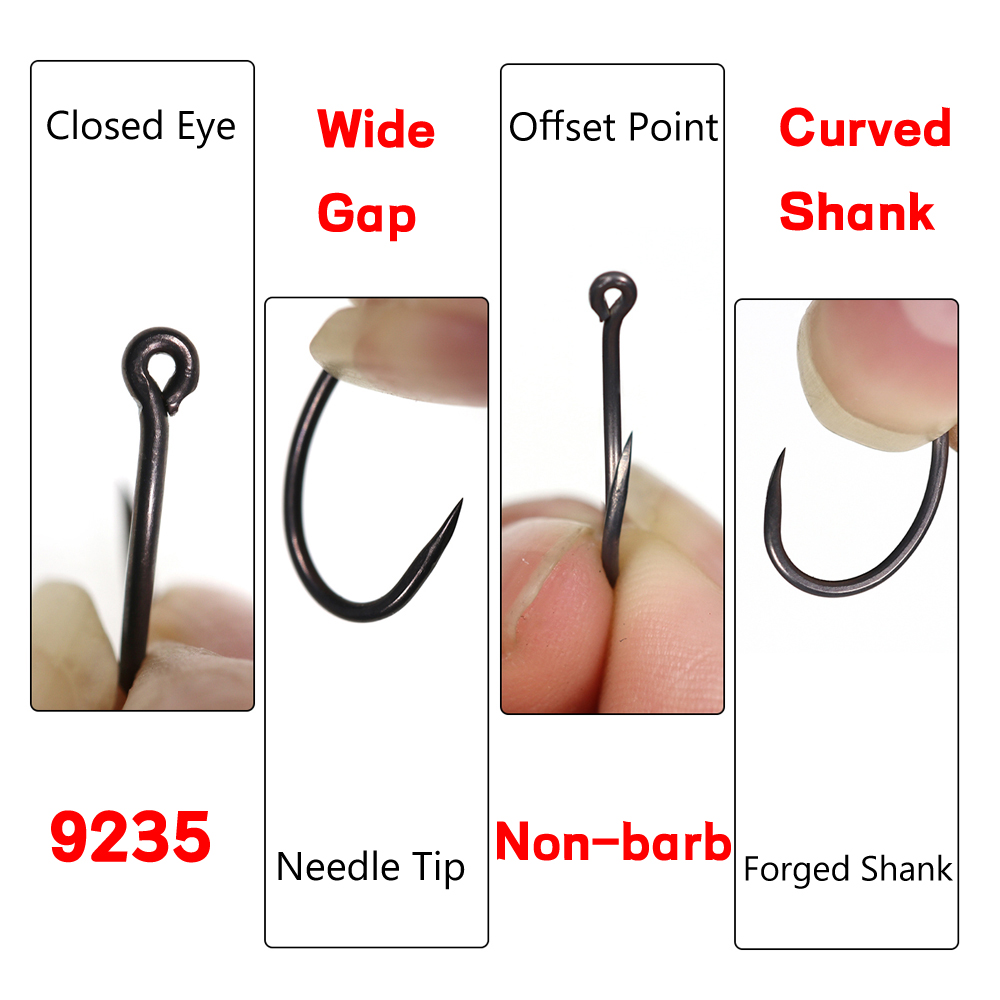 50個入り マットブラック コイ釣り用バーブレスフック ダウ - Fishing Hook Assortment のレビューと価格