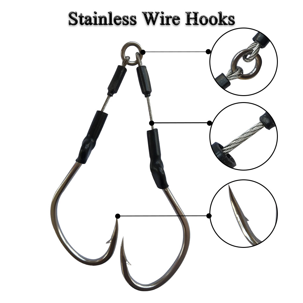 Bkk-ステンレス鋼の釣り針,塩水用のギア,ダブルベルト付き - Fishing Hook Assortment のレビューと価格