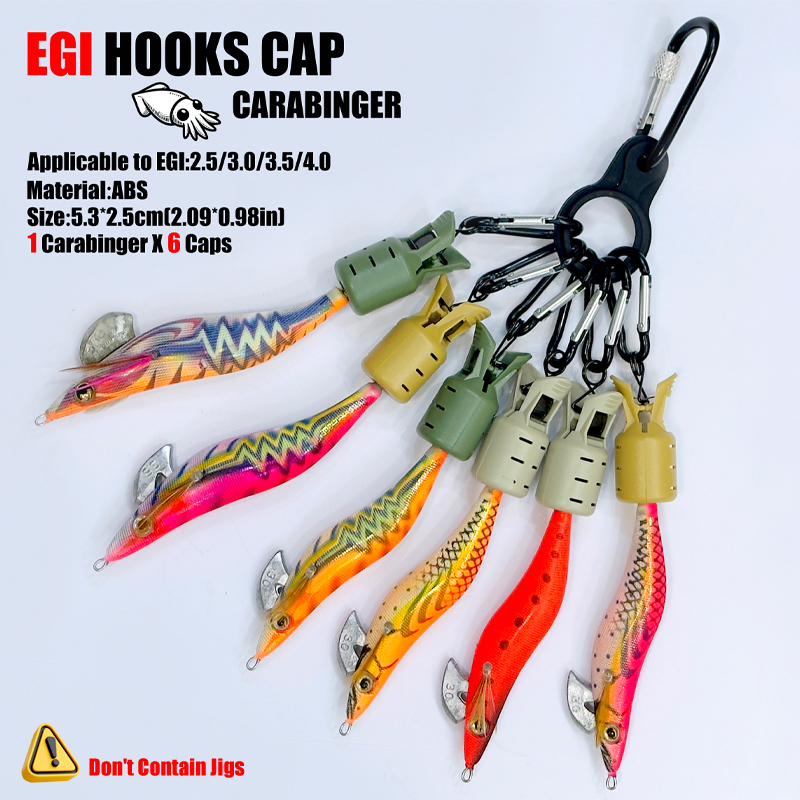 イカジグフックキャップとカラビナ釣りアクセサリーベイトプロテ - Fishing Hook Jig のレビューと価格