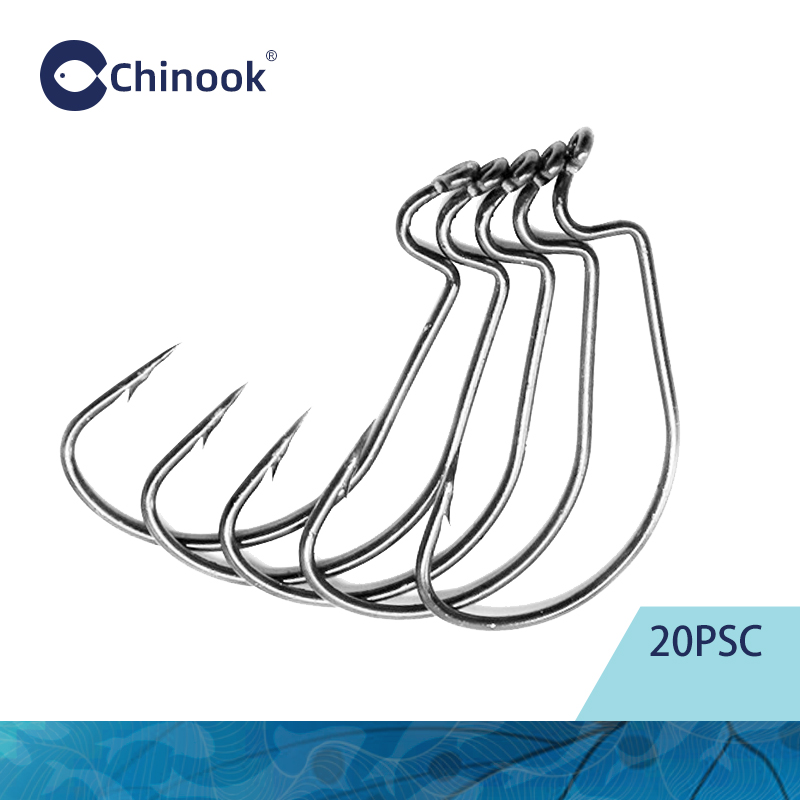 チヌーク 20個入り ワイドワーム テキサンフック カーボン - Fishing Hook Barbless のレビューと価格