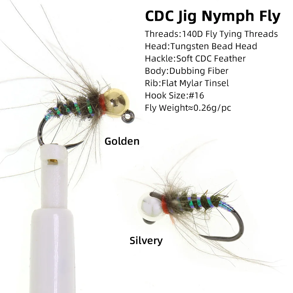 4個 # 16個のタングステンビーズヘッドCDCジグニンフフ - Fishing Hook Barbless のレビューと価格