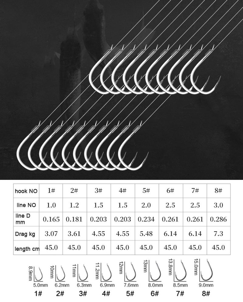 10 ペア釣りフックティペット 45 センチメートルラインセ - Fishing Hook Assortment のレビューと価格