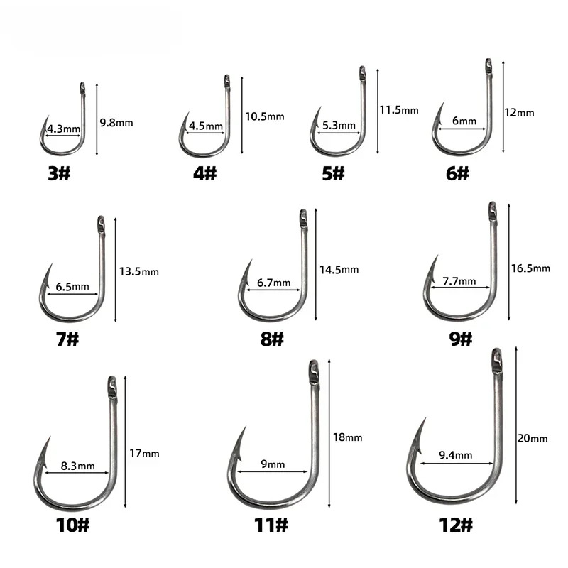 50-1600 個/箱釣り針炭素鋼強力な鋭いシルバーサークル - Fishing Hook Barbless のレビューと価格
