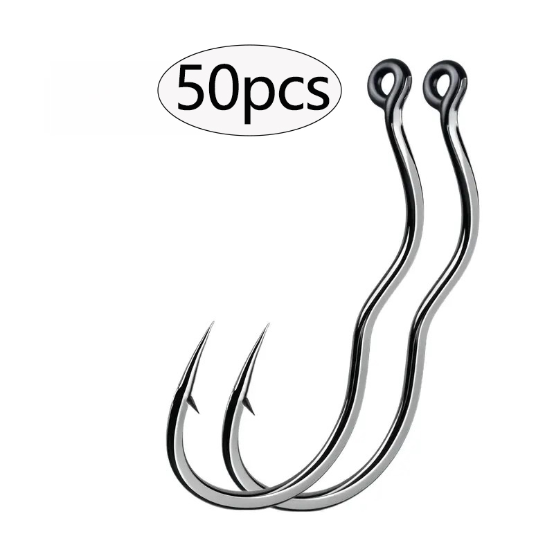 50 個の耐久性のある自動フリップ高炭素鋼釣り針、目付き滑り - Fishing Hook Assortment のレビューと価格