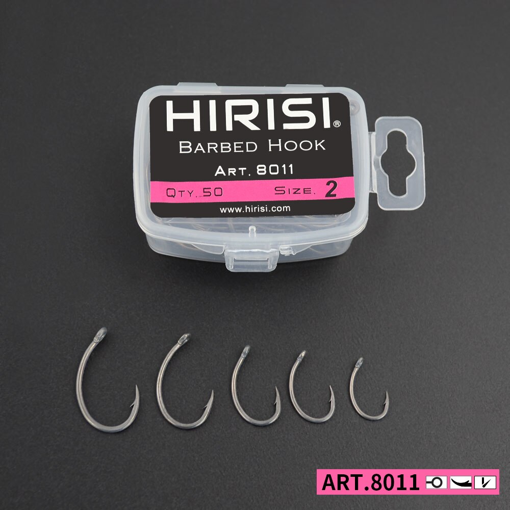 HIRISI-高炭素鋼含有量釣り針,50個,ボックス付き,8 - Fishing Hook Barbless のレビューと価格