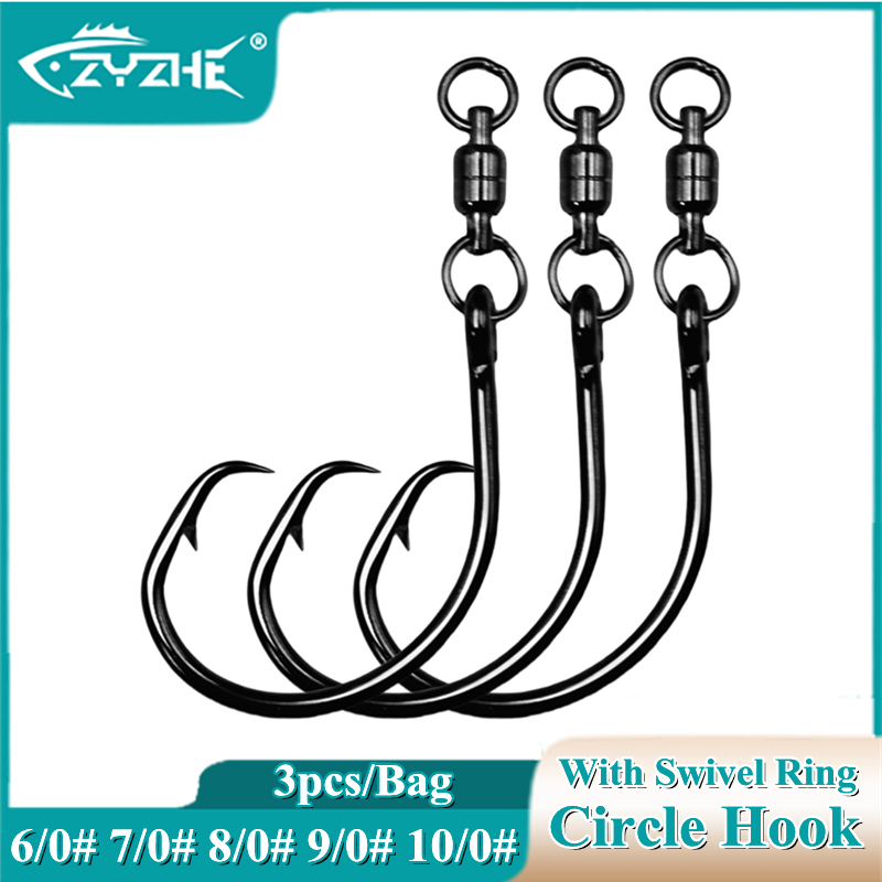 ZYZHE 3/6/9個入りサークルフック スイベルリング付 - Fishing Hook Barbless のレビューと価格