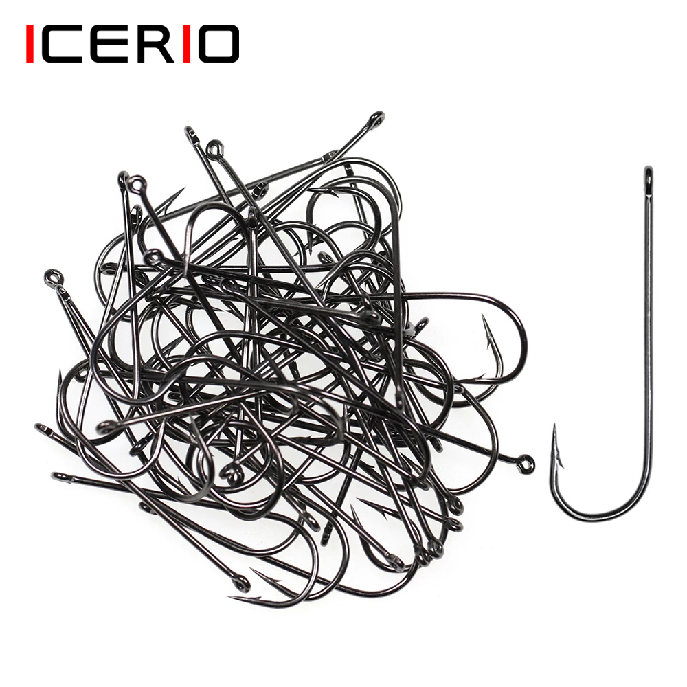 アイセリオ 100個 16 #   - 3/0 ロングシャン - Fishing Hook Barbless のレビューと価格