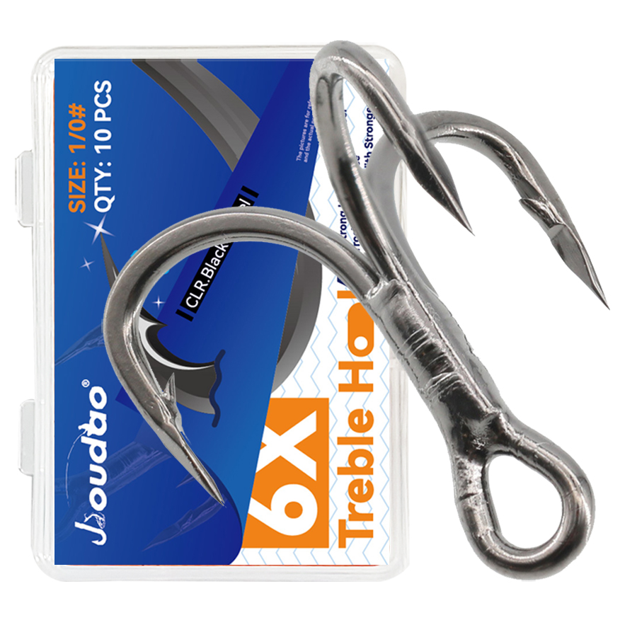6X 釣りトレブルフック​​ ブラック 10 個/箱 トリプ - Fishing Hook Assortment のレビューと価格