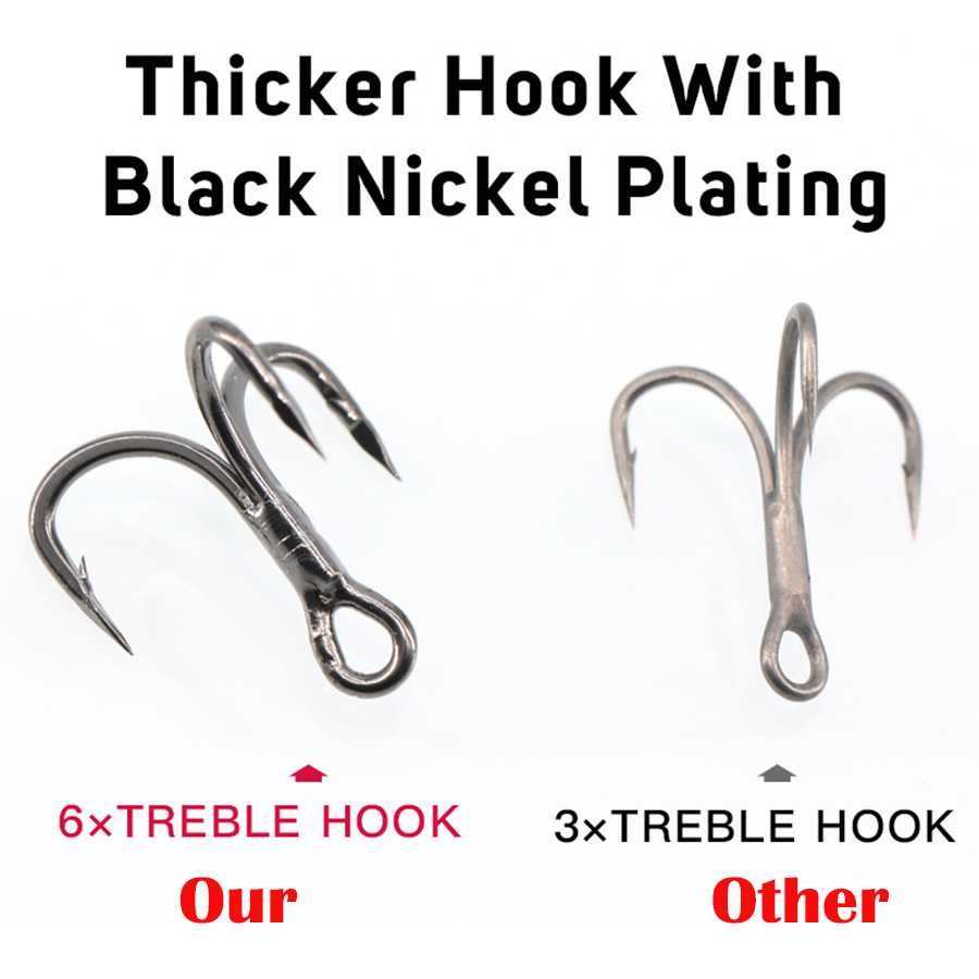 6X 釣りトレブルフック​​ ブラック 10 個/箱 トリプ - Fishing Hook Assortment のレビューと価格