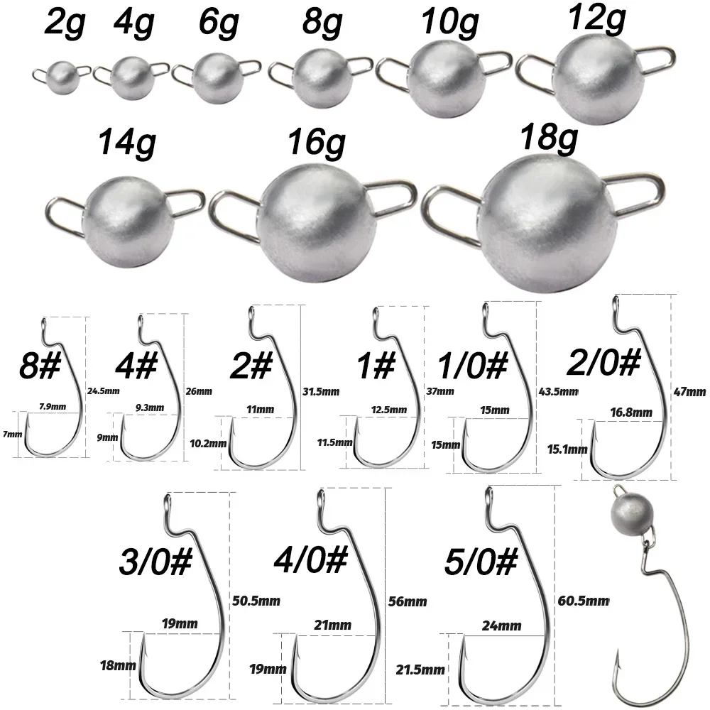 5個入りメタルジグヘッドワームフック2g 4g 10g 14 - Fishing Hook Weedless のレビューと価格
