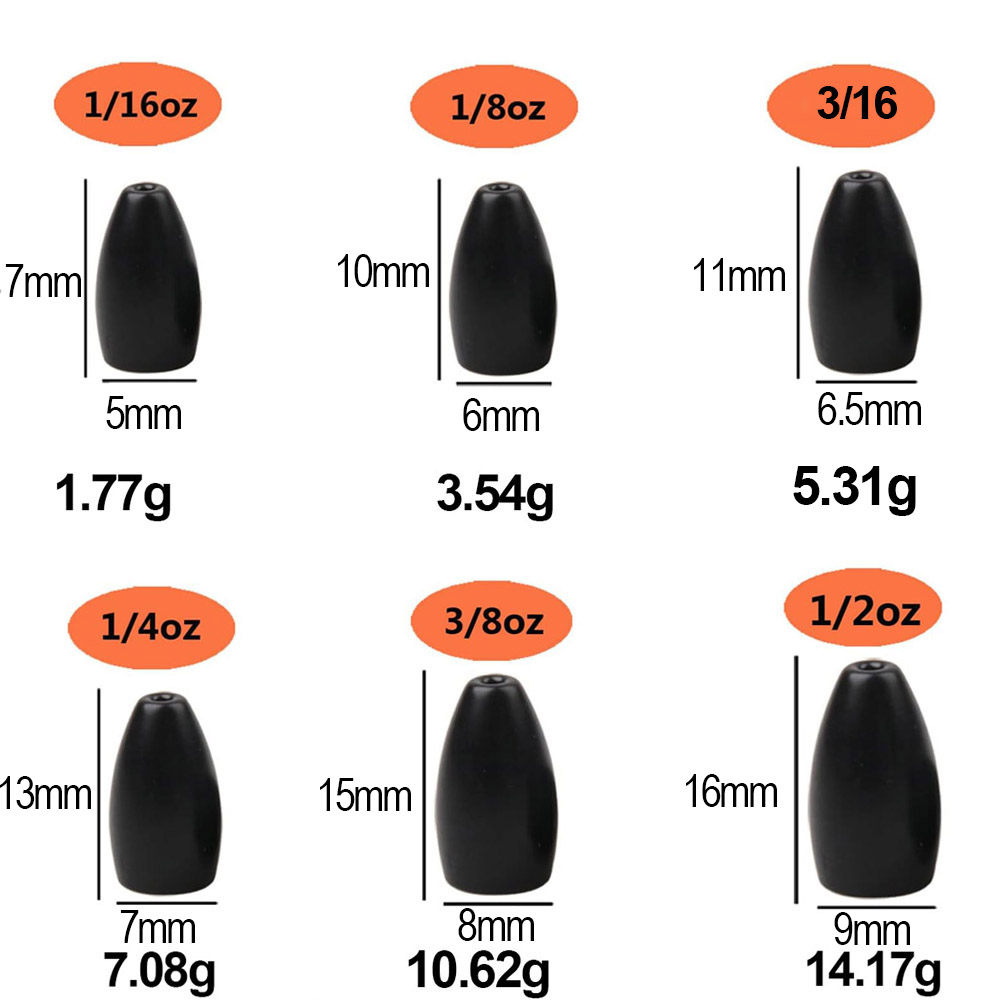 タングステン鋼釣りウェイト弾丸釣りシンカーウェイトワームジグ - Fishing Hook Jig のレビューと価格